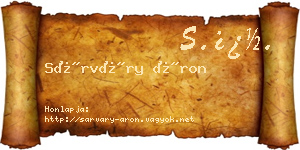 Sárváry Áron névjegykártya